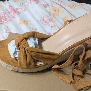 Clarks Brown Suede Espadrille Wedges